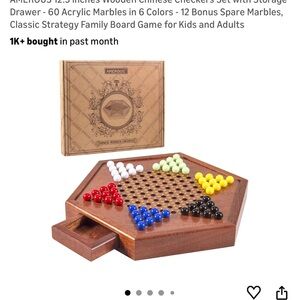 Wooden Chinese Checkers Set with Storage Drawer